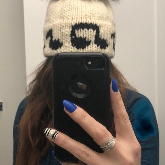 New knit purple music note beanie toque - Picture 2 of 2